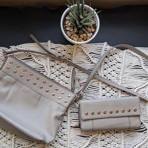 Fossil Crossbody & Wallet; Taupe + Rose Gold🌟